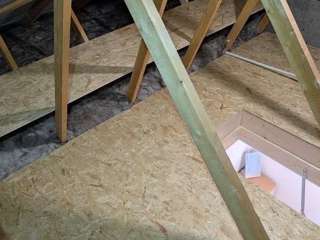 Attic Insulation, flooring and shelving for storage Attic Insulation, flooring and shelving for storage