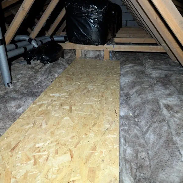 Attic flooring walkway raised above 300mm attic insulation thickness installed in Swords, County Dublin