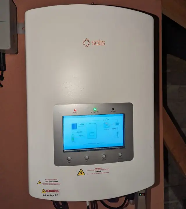 Solis solar inverter installed in a Dublin attic Solar inverter after installation in a County Dublin attic